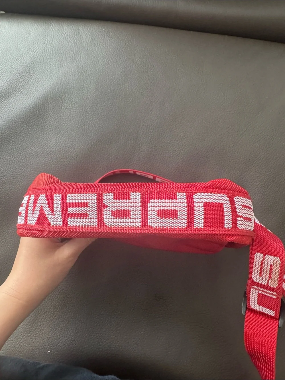 Supreme Red Messenger Crossbody Bag with Branded Strap